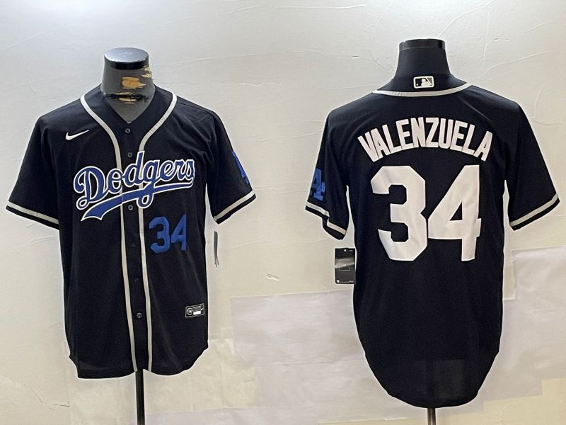 Men Los Angeles Dodgers 34 Valenzuela Black Game 2024 Nike MLB Jersey style 10293